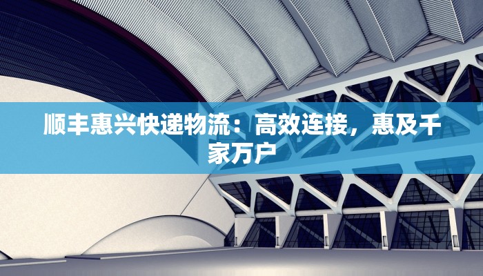 顺丰惠兴快递物流：高效连接，惠及千家万户
