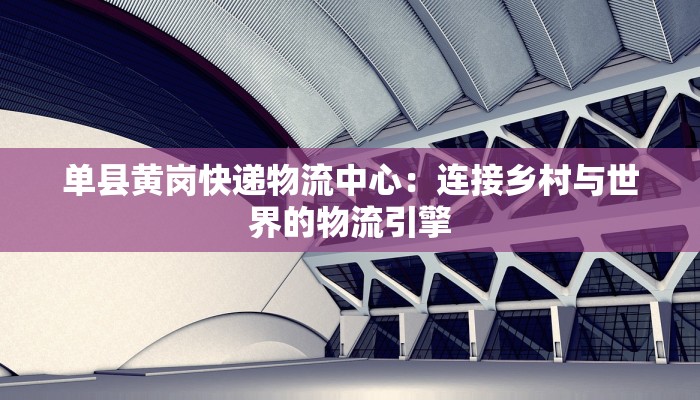 单县黄岗快递物流中心：连接乡村与世界的物流引擎